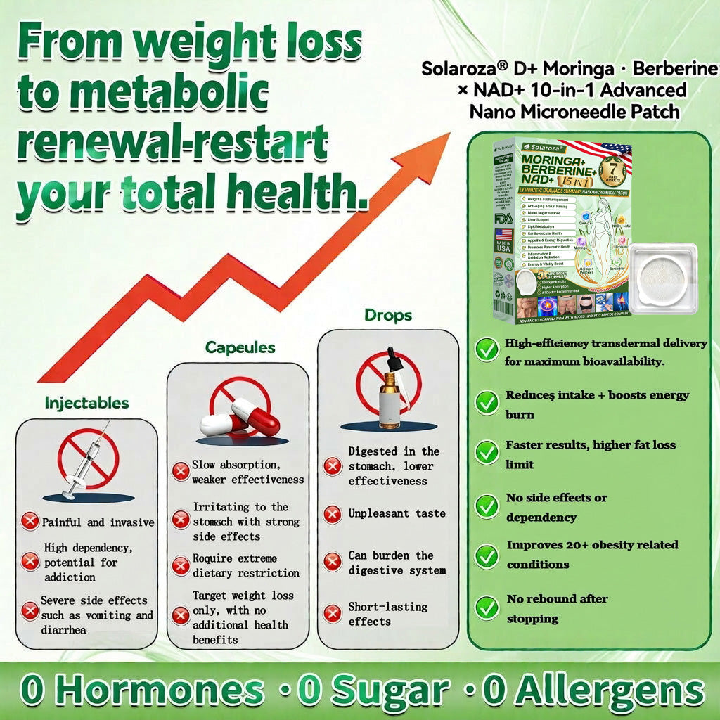 ⚡Official Store | 🍋 Solaroza® Moringa & Berberine 15-IN-1 Advanced Nano Microneedle Patch (Once Daily, visible changes in 7 days) ✅ Obesity, Diabetes, Sleep Apnea, And Joint Issues